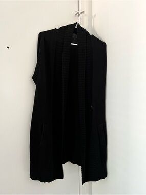 Source Unknown Black Open-Front Long Vest